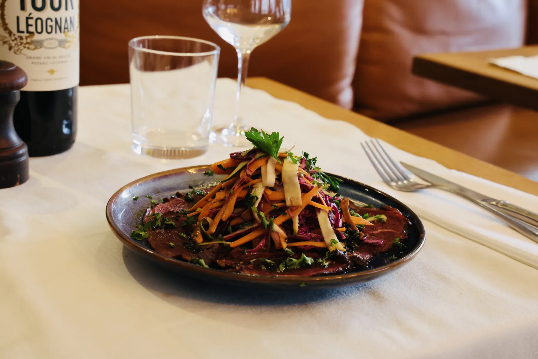 Beef carpaccio, crunchy julienne